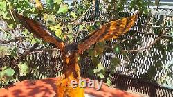 ORIGINAL Eagle Vintage Sculpture USSR Hand carved Home decor1981 Wooden figurin