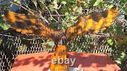 ORIGINAL Eagle Vintage Sculpture USSR Hand carved Home decor1981 Wooden figurin