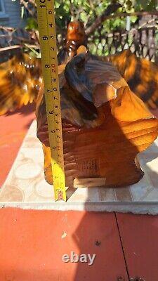 ORIGINAL Eagle Vintage Sculpture USSR Hand carved Home decor1981 Wooden figurin