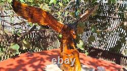 ORIGINAL Eagle Vintage Sculpture USSR Hand carved Home decor1981 Wooden figurin