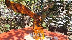 ORIGINAL Eagle Vintage Sculpture USSR Hand carved Home decor1981 Wooden figurin