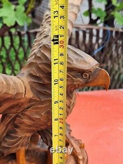 ORIGINAL Eagle Vintage Sculpture USSR Hand carved Home decor1982 Wooden figurin