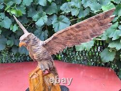 ORIGINAL Eagle Vintage Sculpture USSR Hand carved Home decor1985 Wooden figurin