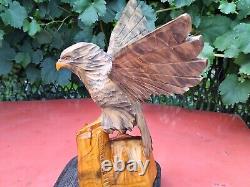 ORIGINAL Eagle Vintage Sculpture USSR Hand carved Home decor1985 Wooden figurin