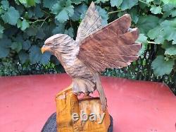 ORIGINAL Eagle Vintage Sculpture USSR Hand carved Home decor1985 Wooden figurin