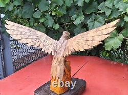 ORIGINAL Eagle Vintage Sculpture USSR Hand carved Home decor1985 Wooden figurin