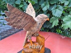 ORIGINAL Eagle Vintage Sculpture USSR Hand carved Home decor1985 Wooden figurin