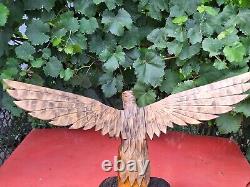 ORIGINAL Eagle Vintage Sculpture USSR Hand carved Home decor1985 Wooden figurin