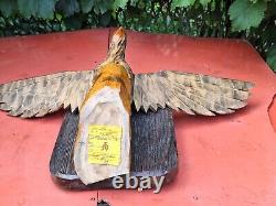 ORIGINAL Eagle Vintage Sculpture USSR Hand carved Home decor1985 Wooden figurin