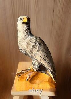 ORIGINAL Vintage Eagle Sculpture USSR Hand carved 1960 Wooden Statue