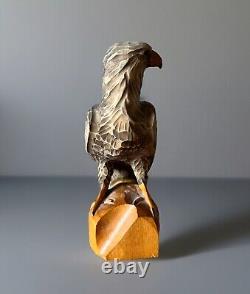 ORIGINAL Vintage Eagle Sculpture USSR Hand carved 1960 Wooden Statue