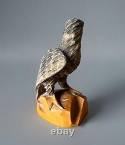 ORIGINAL Vintage Eagle Sculpture USSR Hand carved 1960 Wooden Statue