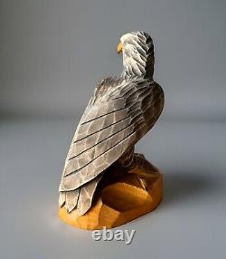 ORIGINAL Vintage Eagle Sculpture USSR Hand carved 1960 Wooden Statue