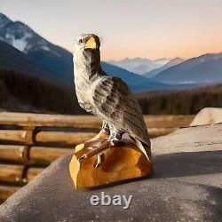 ORIGINAL Vintage Eagle Sculpture USSR Hand carved 1960 Wooden Statue