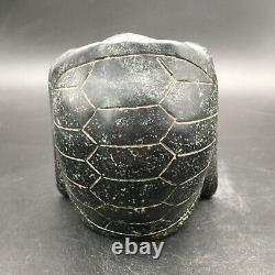 Old China Hongshan Culture Black Jade hand-carved eagle&Turtle shell Statue, #334