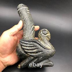 Old China hongshan culture Jade stone Hand-carved eagle And penis Statue, #864