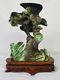 Old Chinese Carving Art Sculpture Jade Eagle & Rabbit With Fitted Wooden Stand