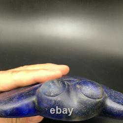 Old Chinese Hongshan Culture Blue Crystal hand-carved eagle statue, A359