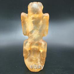 Old Chinese Hongshan Culture Crystal Hand-carved sun god&eagle Statue, A323