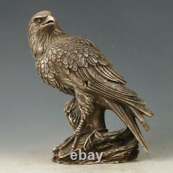 Old Chinese Tibetan Silver Hand Carved Eagle Statue