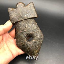 Old Chinese antique hongshan culture Jade Hand-carved eagle Statue weapon, #883
