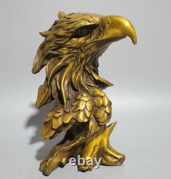 Old chinese Pure brass eagle head hand carved Fine workmanship art Statues