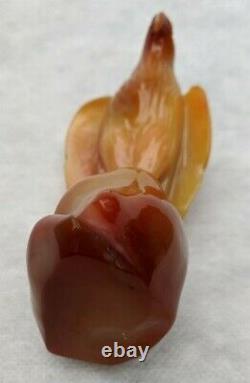 Old or Antique Chinese or Russian Natural Carnelian Agate Carved Eagle 254 Gms