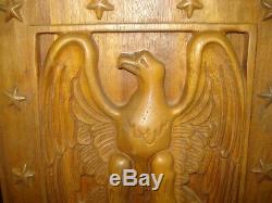 Orig. One Of A Kind Hand Carved Mahogany 1776 American Eagle Wall Plaque 12'