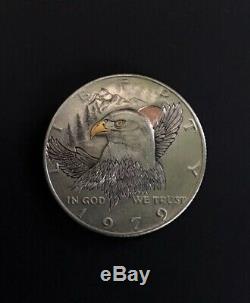 Original Hobo Nickel American Eagle. Hand Carved 50 cent 1979 Coin