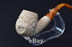 Ornate Apple W Eagle Emposed By H EGE-BLOCK MEERSCHAUM-NEW-HANDCARVED W Case#730