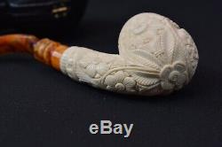 Ornate Apple W Eagle Emposed By H EGE-BLOCK MEERSCHAUM-NEW-HANDCARVED W Case#730