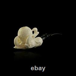 Ornate Eagle Claw Block Meerschaum Pipe hand carved smoking pfeife with case