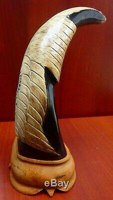 Ornate & Intricate Hand Carved Buffalo Horn Flying Eagle Design b