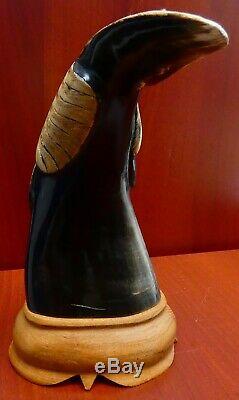 Ornate & Intricate Hand Carved Buffalo Horn Flying Eagle Design b