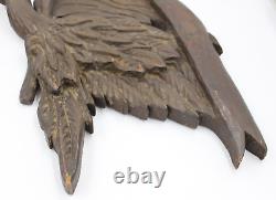 Pair of Hand Carved Wood Folk Art Eagles Americana