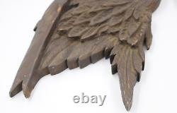 Pair of Hand Carved Wood Folk Art Eagles Americana