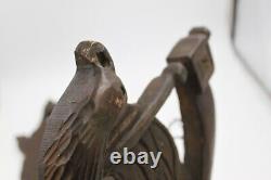 Pair of Hand Carved Wood Folk Art Eagles Americana