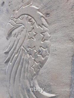 Patriotic Eagle Hand-Carved in Sandstone Eagle Flag America Garden