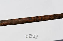 Primitive Hand Carved Folk Art Walking Stick/cane Depicts Country Folk, Eagle