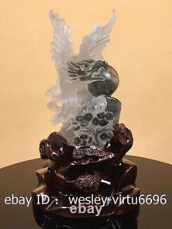 Pure Natural Crystal Hand Carved Folk Fengshui Animal Eagle Lucky Art Ornament