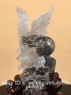 Pure Natural Crystal Hand Carved Folk Fengshui Animal Eagle Lucky Art Ornament