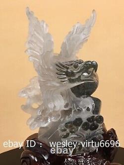 Pure Natural Crystal Hand Carved Folk Fengshui Animal Eagle Lucky Art Ornament