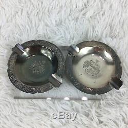 Quimera Amano Peru 925 Sterling Silver 2 Ashtrays, Hand carved Eagles on a shiel