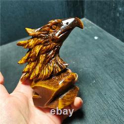 RARE 435.8G Natural large Tiger's Eye Hand Carved Beauty Eagle Decoration WD111