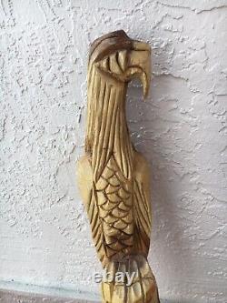 RARE Hand Carved EAGLE HEAD Wood Walking Stick PAPA