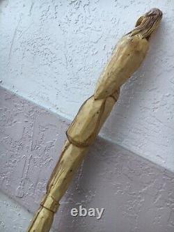 RARE Hand Carved EAGLE HEAD Wood Walking Stick PAPA