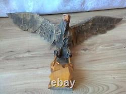 RARE Vintage Wooden Decor Art carving Two Eagle Hand Made
