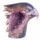 Rare 6.5''natural Geode Agate Hand Carved Ferocious Eagle Head Centerpiece 1997g
