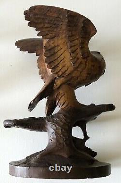 Rare Antique Black Forest Hand Carved Eagle Hawk Liqueur DECANTER Stand Tantalus
