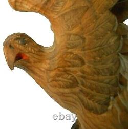 Rare Mid-late 19th C American Centennial Antique Patriotic Hnd Crvd Wooden Eagle